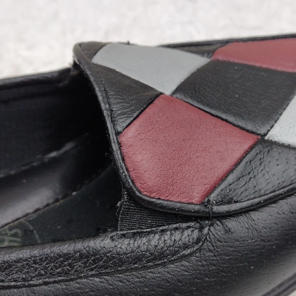Dr Scholl's Double Air-Pillo Black Argyle Design Leather Upper Slip On Loafer